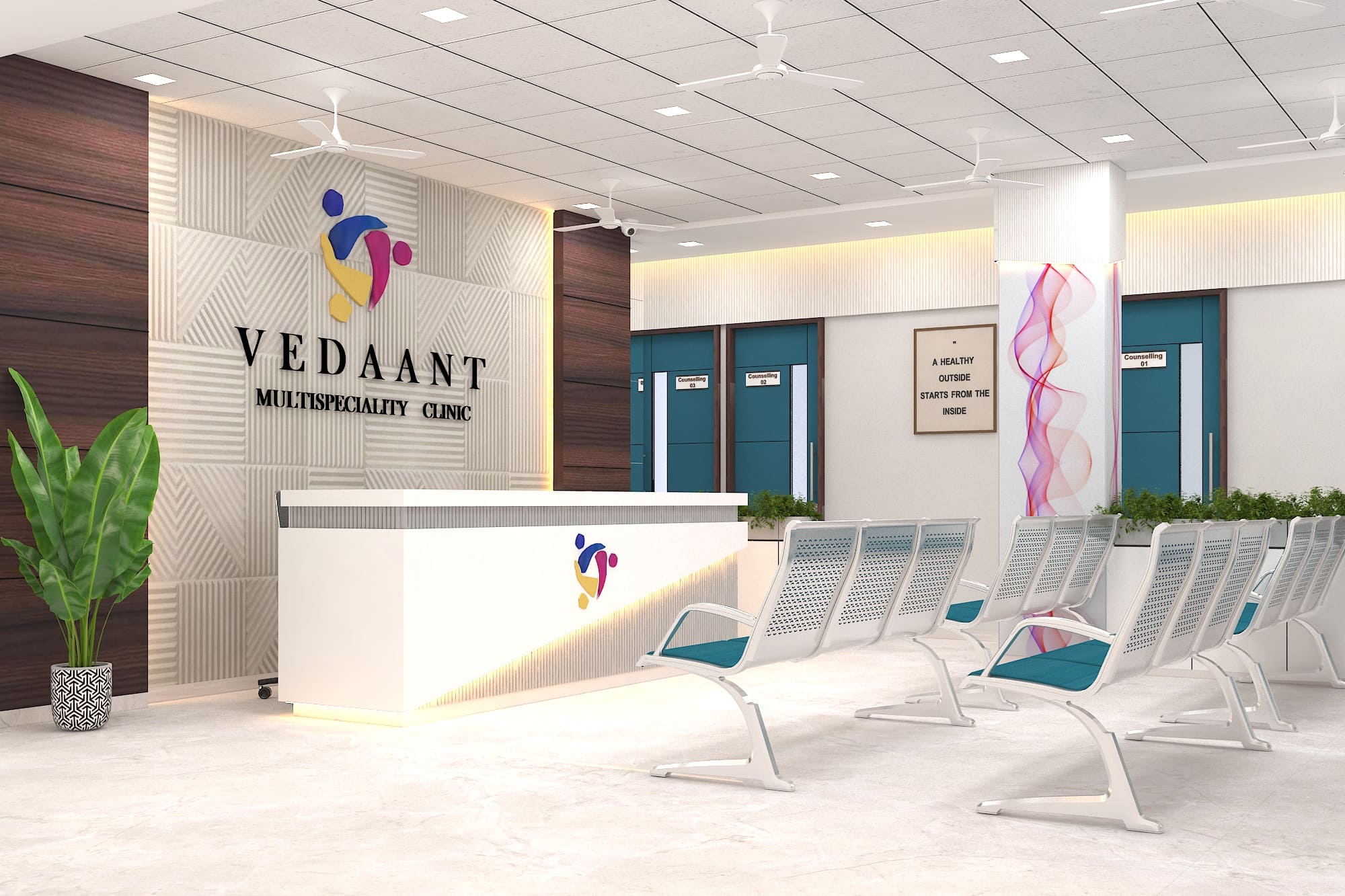 Vedaant Clinic Interior Project | Trance Interiors Image
